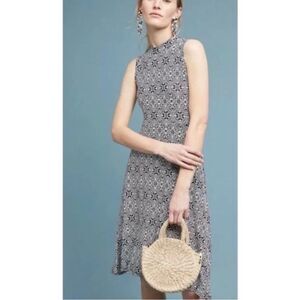 Anthropologie Maeve Cleary Mockneck Patterned Midi Dress medium